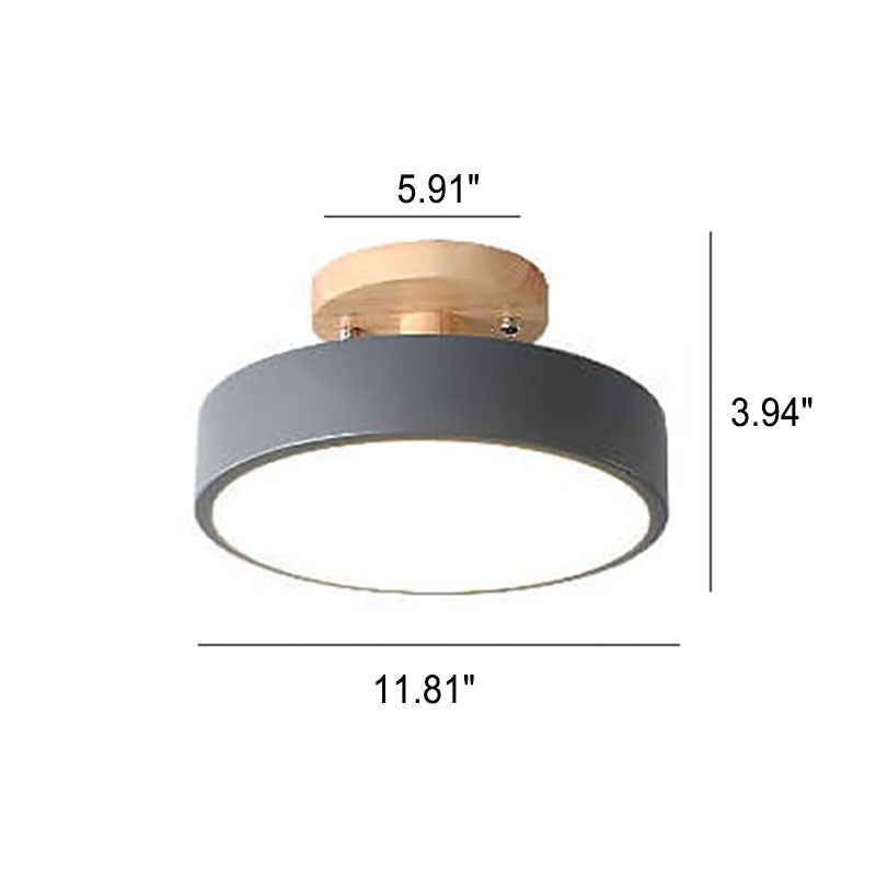 Scandinavian Wood Accent Round Ceiling Light
