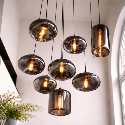 Smoked Glass Foyer Chandelier