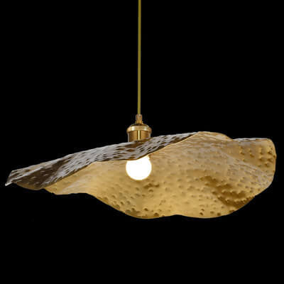 Modern Hammered Brass Leaf Pendant Light