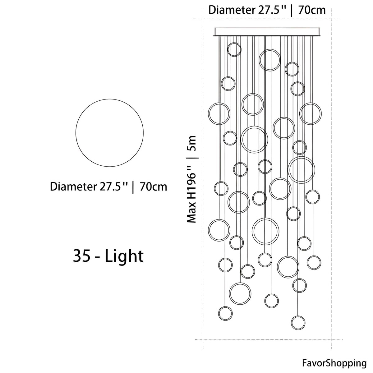 Asymmetrical LED Chandelier