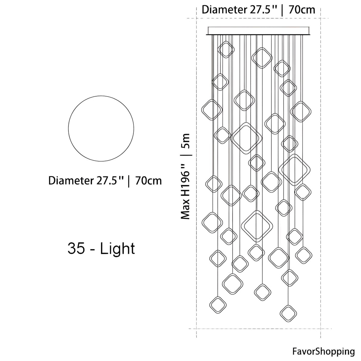 Asymmetrical LED Chandelier