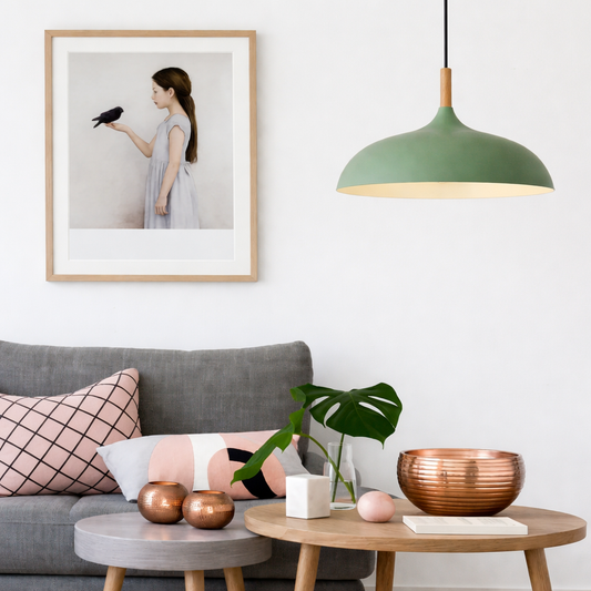 Modern Pastel Wood Accent Pendant Light