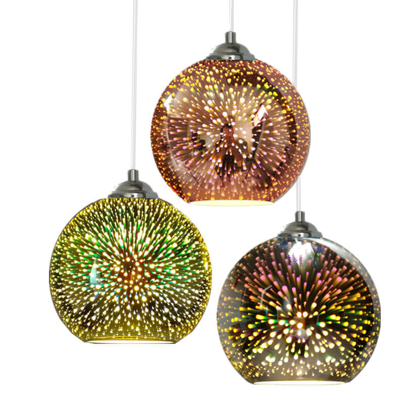 Colorful Firework Glass Globe Pendant Light