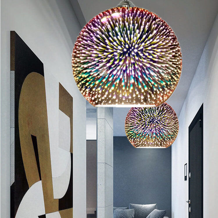 Colorful Firework Glass Globe Pendant Light