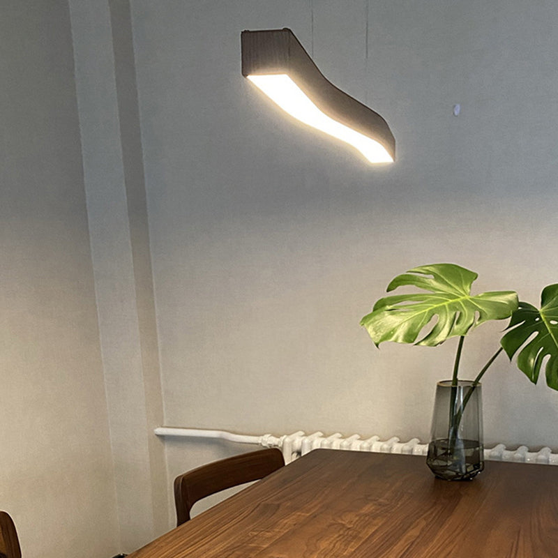Modern Wooden Wave Linear Pendant Light
