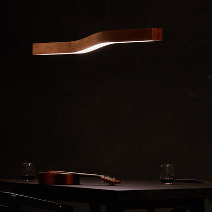 Modern Wooden Wave Linear Pendant Light