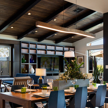 Modern Wooden Wave Linear Pendant Light