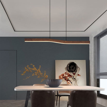 Modern Wooden Wave Linear Pendant Light