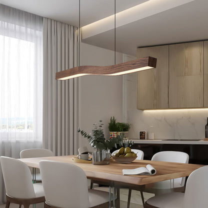 Modern Wooden Wave Linear Pendant Light