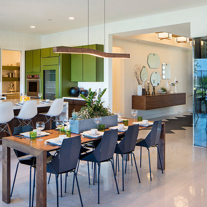 Modern Wooden Wave Linear Pendant Light