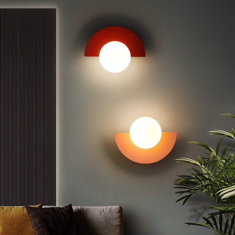 Modern Colorful Globe Wall Lamp with Semi-Circle Accent