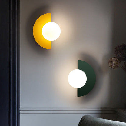 Modern Colorful Globe Wall Lamp with Semi-Circle Accent