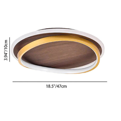 Modern Walnut Ring LED Ceiling Light