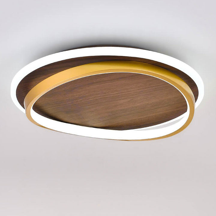 Modern Walnut Ring LED Ceiling Light