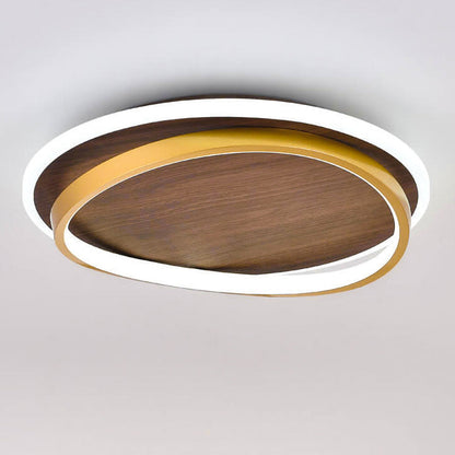 Modern Walnut Ring LED Ceiling Light