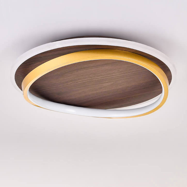 Modern Walnut Ring LED Ceiling Light