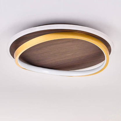 Modern Walnut Ring LED Ceiling Light