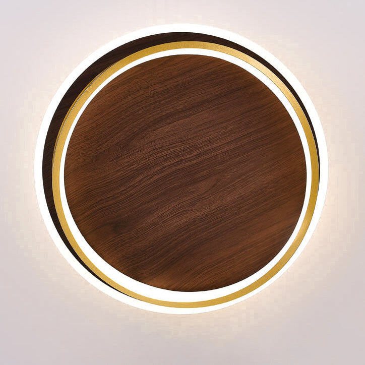 Modern Walnut Ring LED Ceiling Light