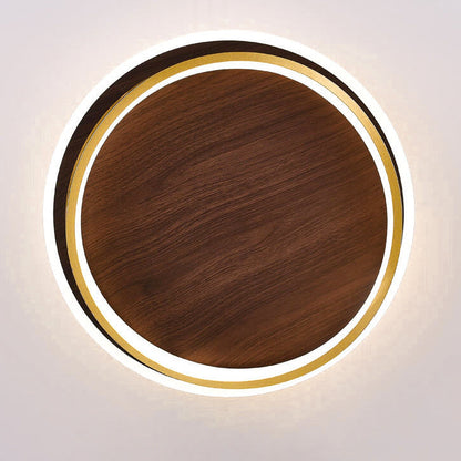 Modern Walnut Ring LED Ceiling Light