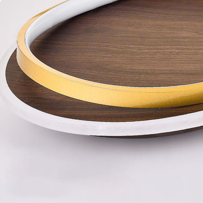 Modern Walnut Ring LED Ceiling Light