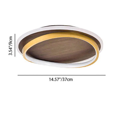 Modern Walnut Ring LED Ceiling Light