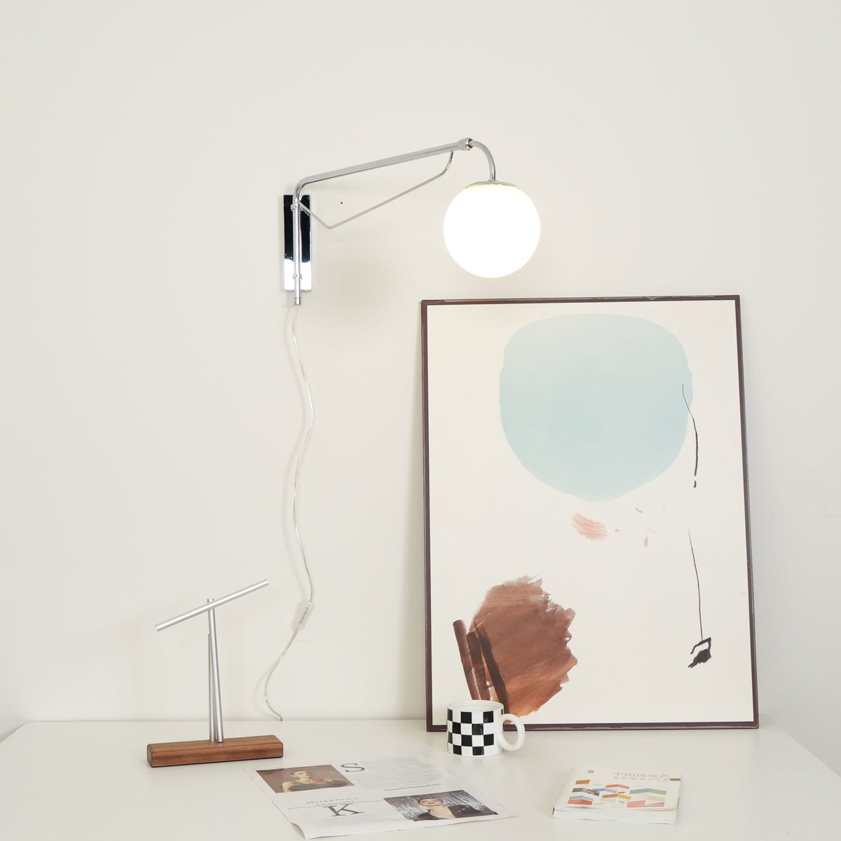 Adjustable Arm Plug-In Wall Light