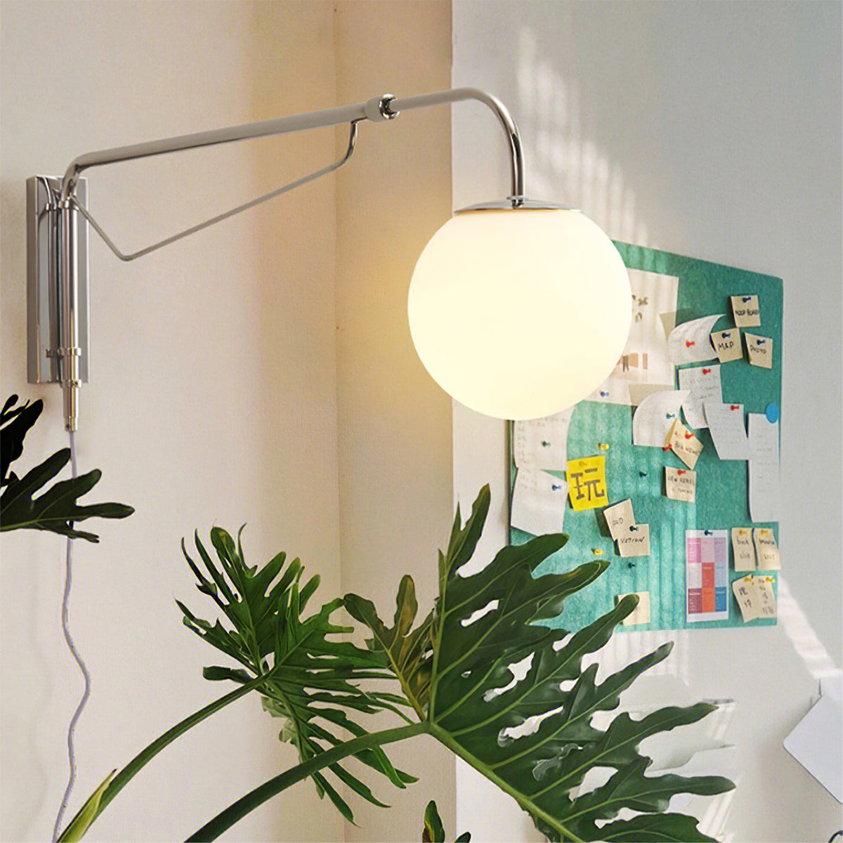 Adjustable Arm Plug-In Wall Light