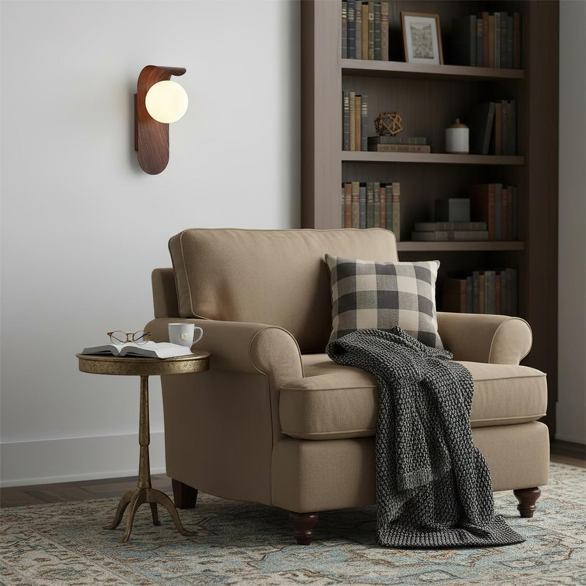 Curved Wood Globe Wall Sconce