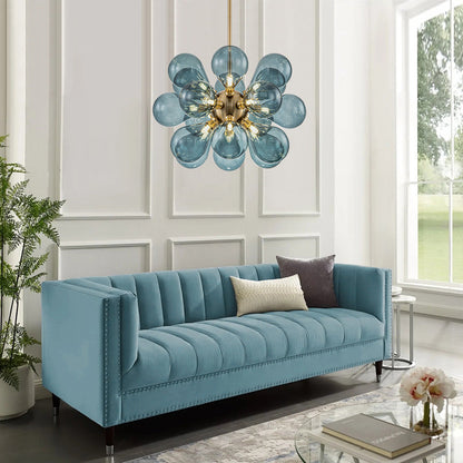 Blue Glass Bubble Chandelier