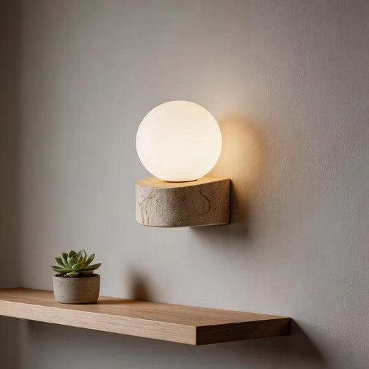 Stonara Wabi Sabi Stone Base Globe Wall Light
