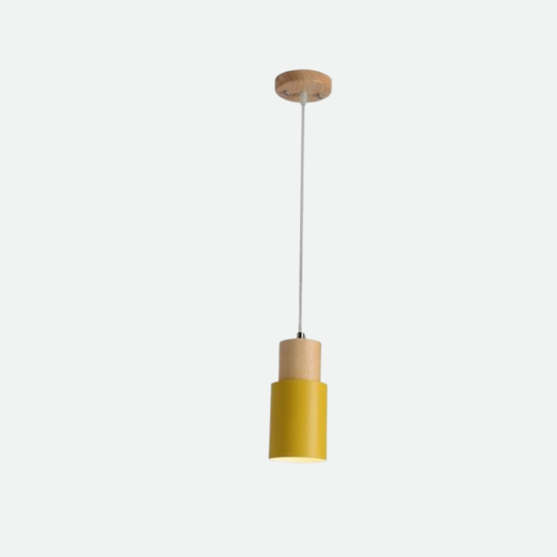 Modern Wood Cylinder Pendant Light