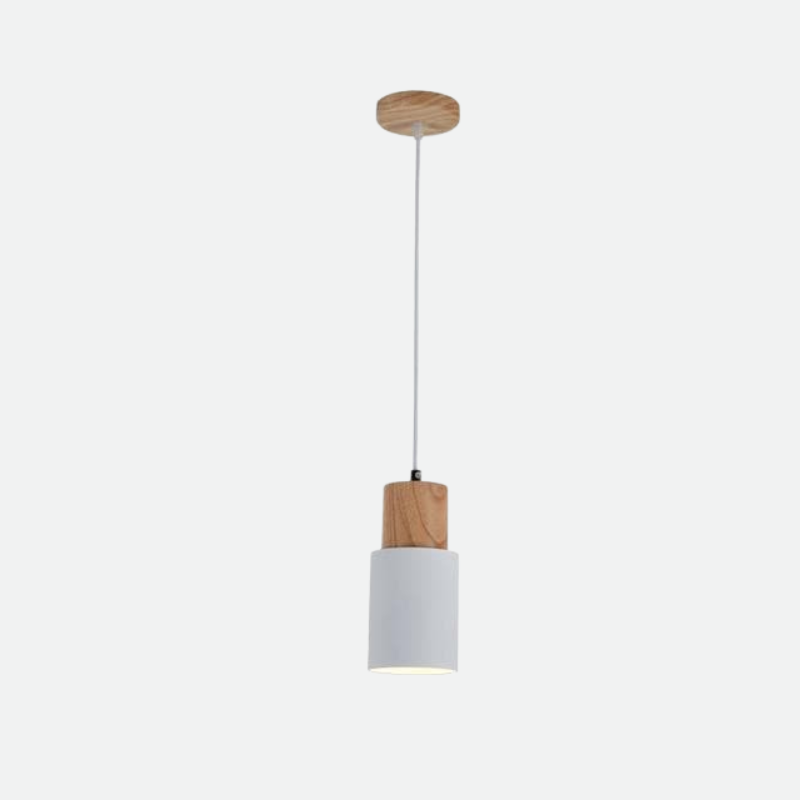 Scandinavian Minimalist Wood Cylinder Pendant Light