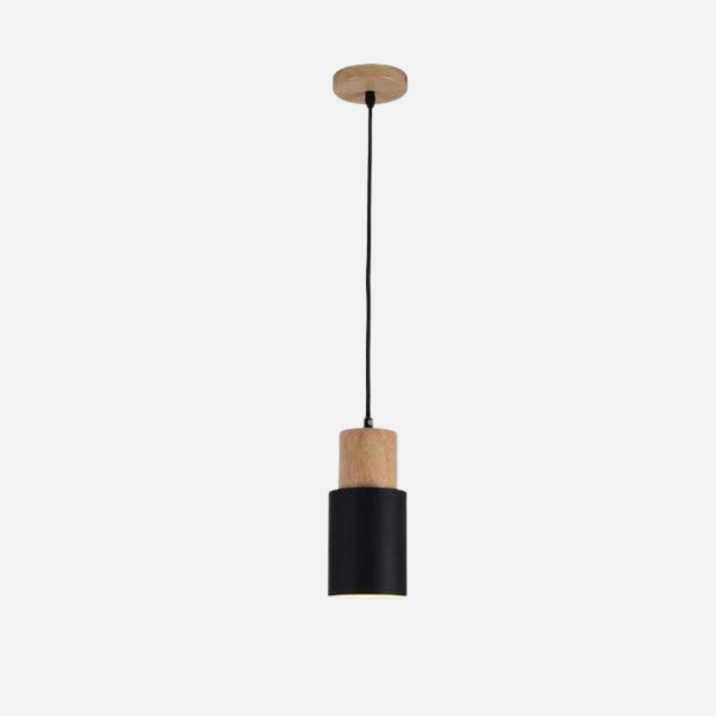 Scandinavian Minimalist Wood Cylinder Pendant Light