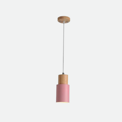 Scandinavian Minimalist Wood Cylinder Pendant Light