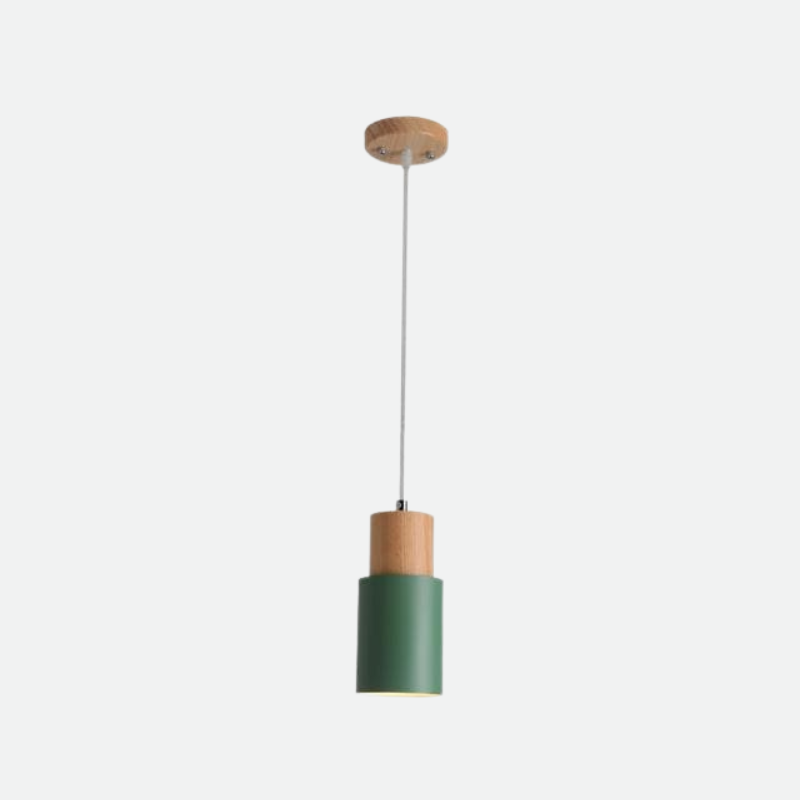 Scandinavian Minimalist Wood Cylinder Pendant Light