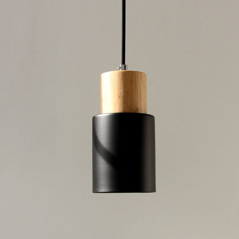 Modern Wood Cylinder Pendant Light