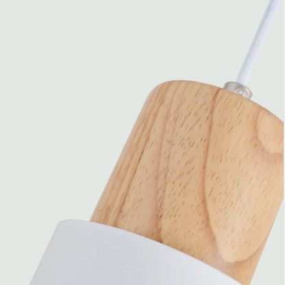 Modern Wood Cylinder Pendant Light