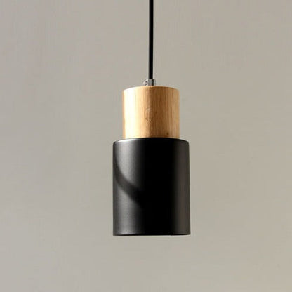 Scandinavian Minimalist Wood Cylinder Pendant Light