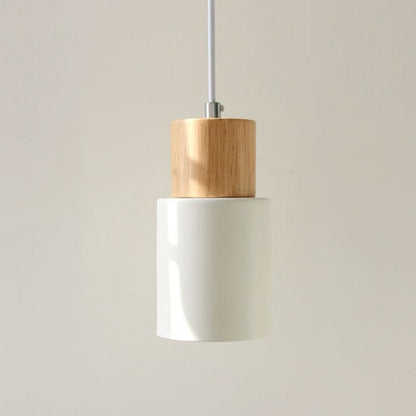 Scandinavian Minimalist Wood Cylinder Pendant Light