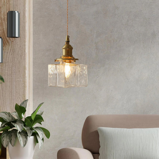 Geometric Glass Brass Pendant Light
