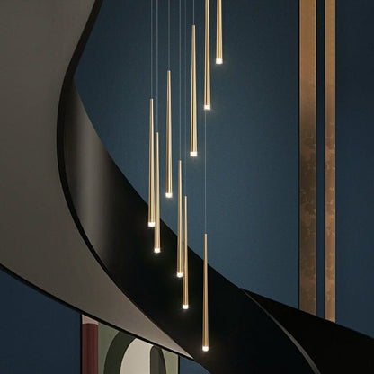 Gold Tube Chandelier