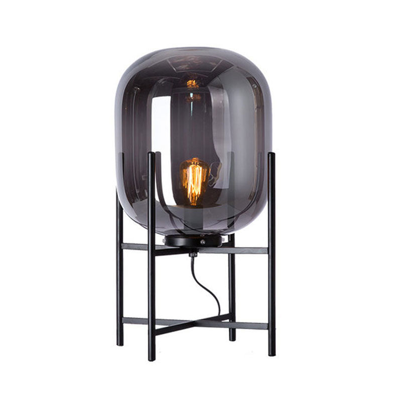 Modern Industrial Smoke Gray Glass Floor Lamp