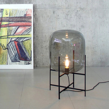 Modern Industrial Smoke Gray Glass Floor Lamp