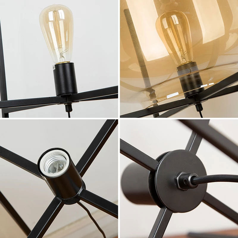 Modern Industrial Smoke Gray Glass Floor Lamp