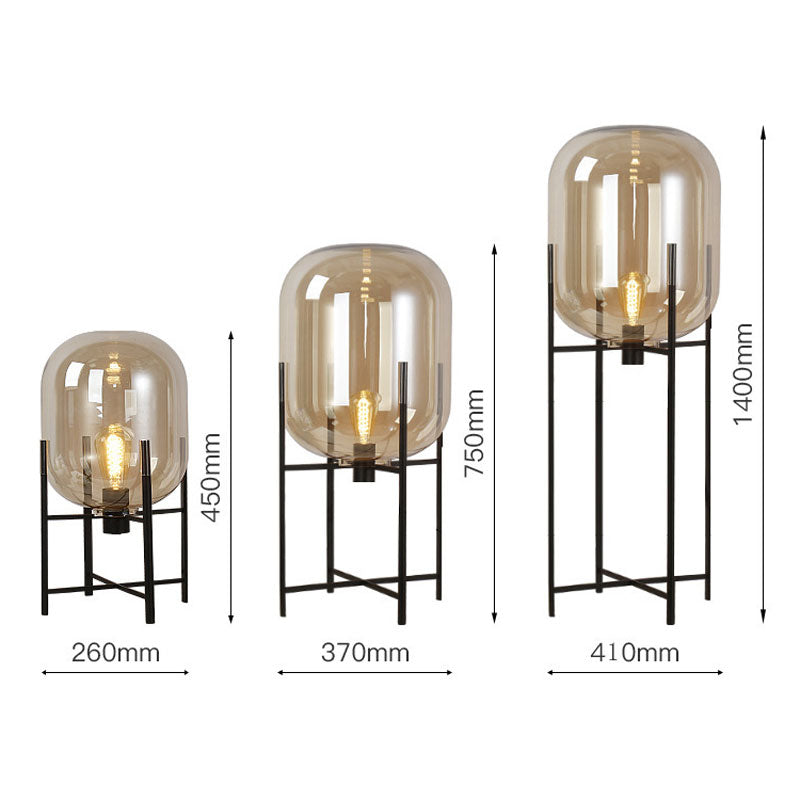 Modern Industrial Smoke Gray Glass Floor Lamp