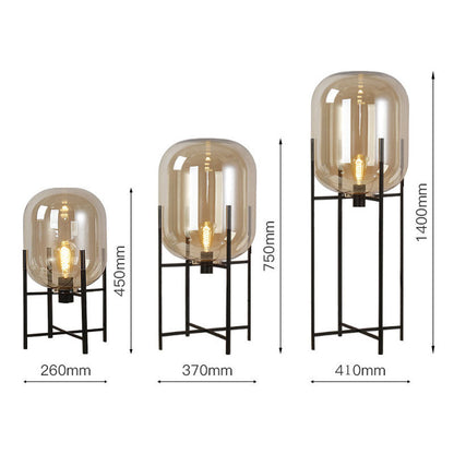 Modern Industrial Smoke Gray Glass Floor Lamp