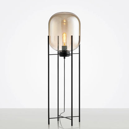 Modern Industrial Smoke Gray Glass Floor Lamp