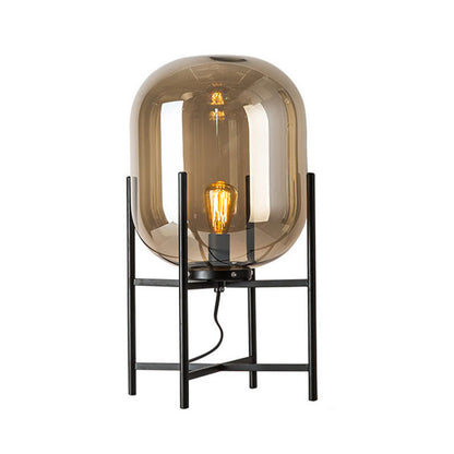 Modern Industrial Smoke Gray Glass Floor Lamp
