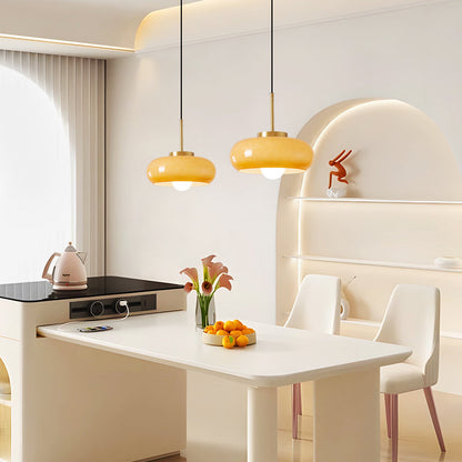 Milora Nordic Milk Glass Pendant Light with Copper Accent