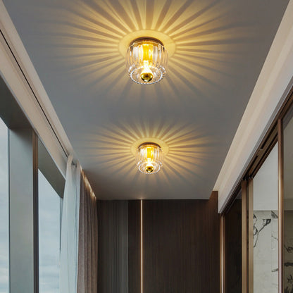 Crystal Sunburst Glow Flush Mount Light